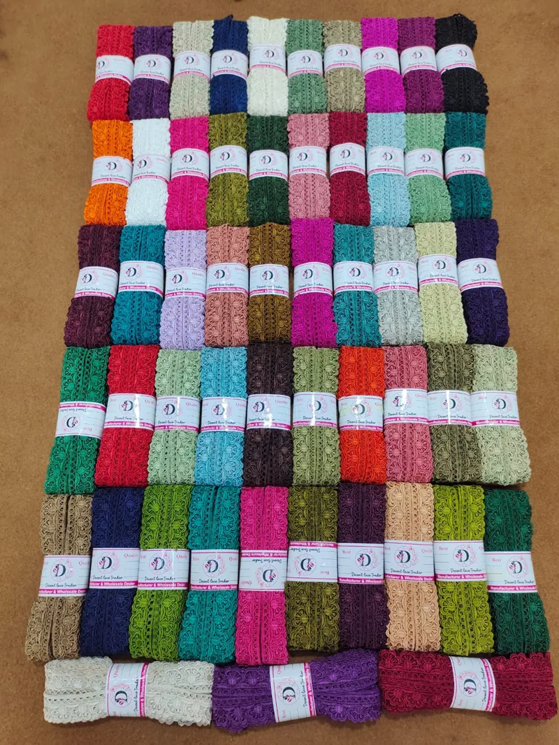 Guipure lace rolls packed in a full colour range