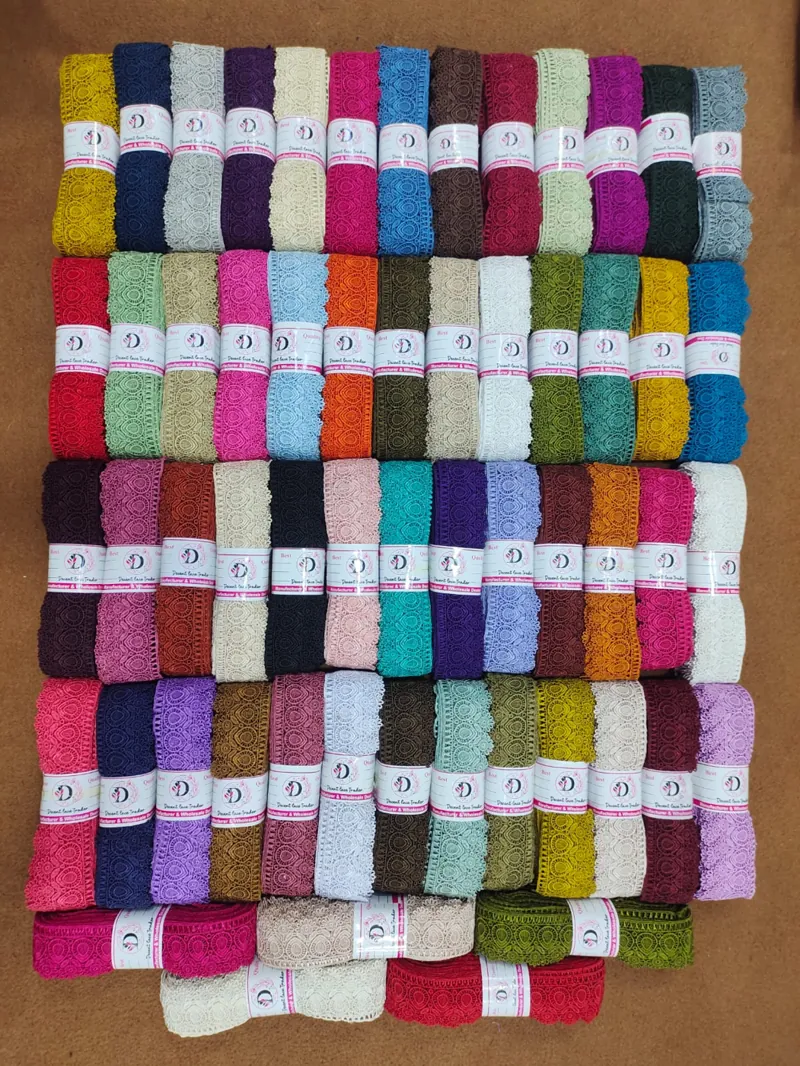 Guipure lace stock bundled by colour