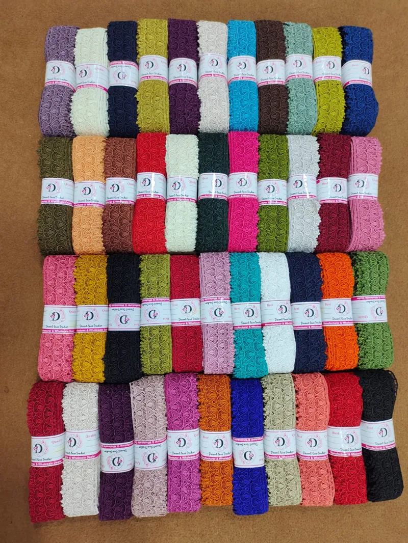 Guipure lace stock bundled by colour