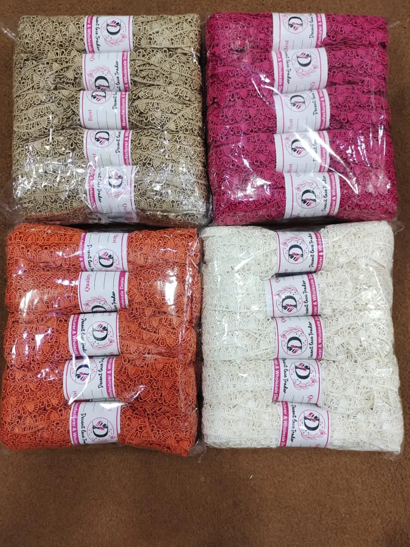 Guipure lace stock bundled by colour