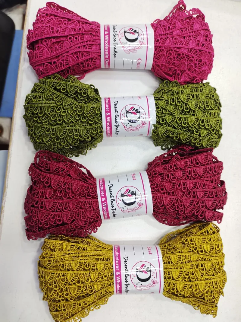 Guipure lace stock bundled by colour
