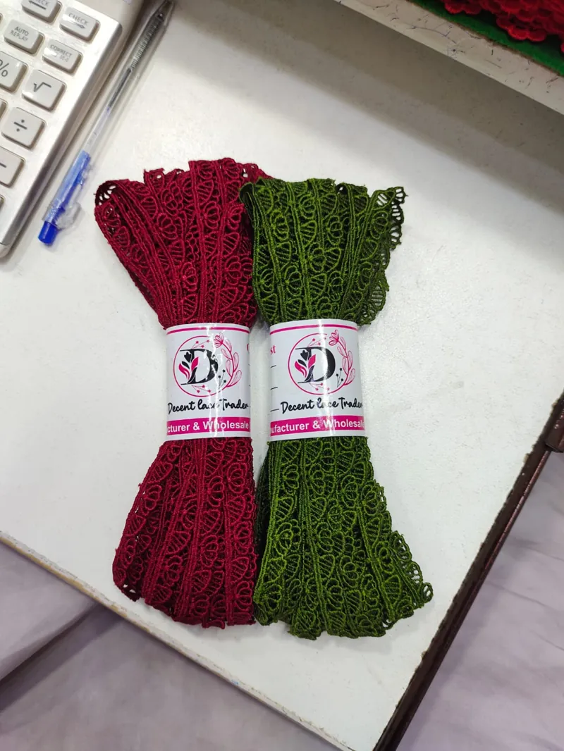 Guipure lace stock bundled by colour